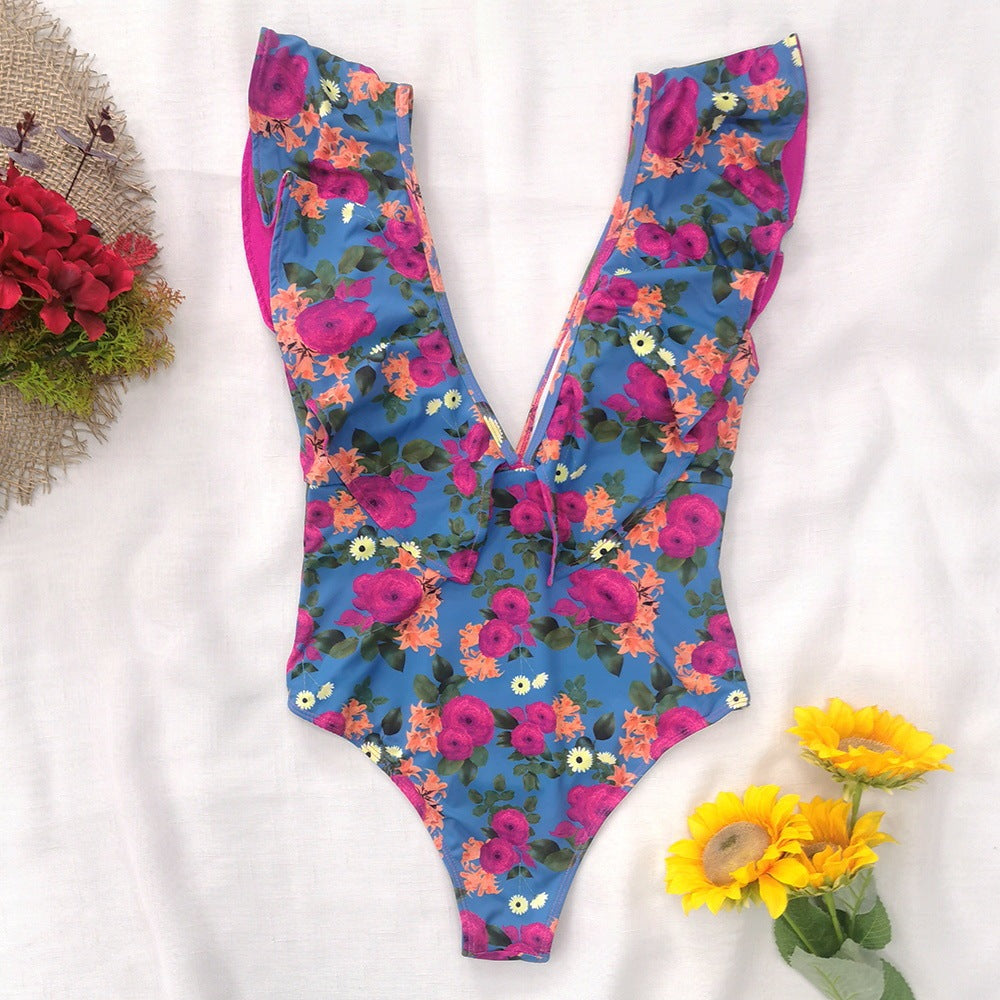 Blossom Elegance Backless Swimsuit