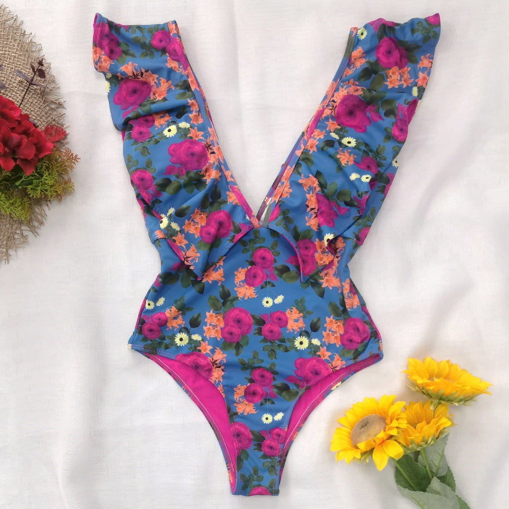 Blossom Elegance Backless Swimsuit