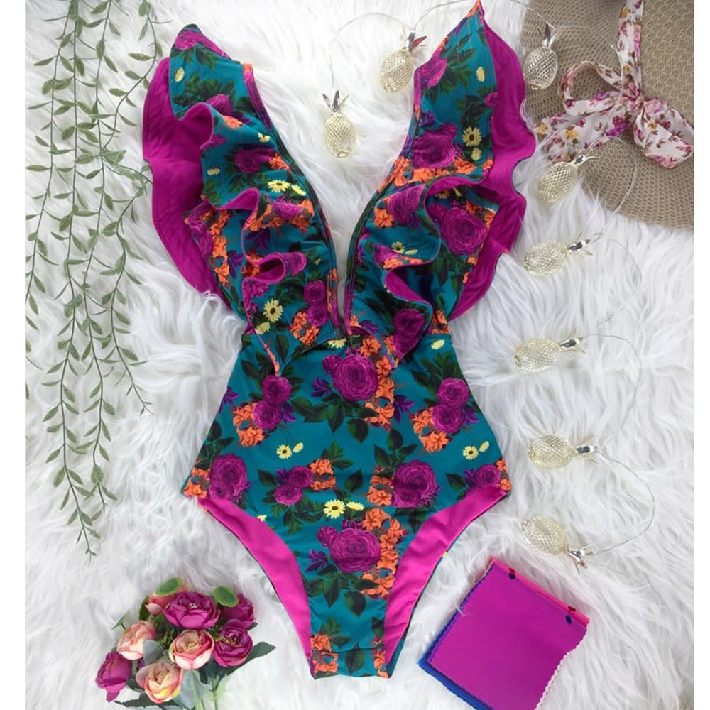 Blossom Elegance Backless Swimsuit