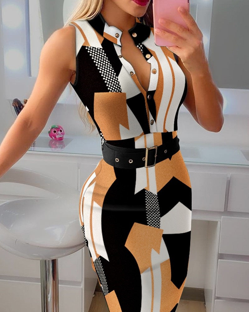 FemmeFlair – Vestido Sexy con Botones para la Mujer que Domina con Estilo