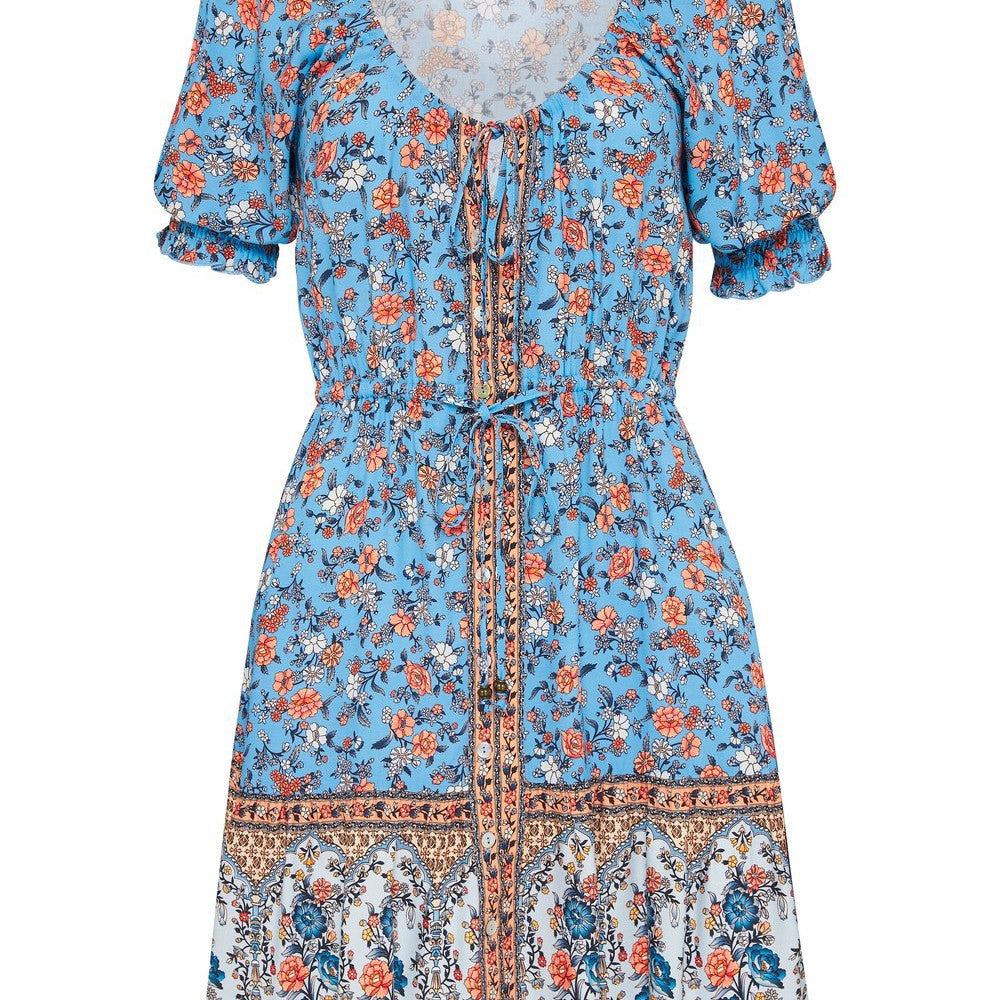 Floréva – Vestido Floral de Manga Corta para la Reina del Encanto Natural