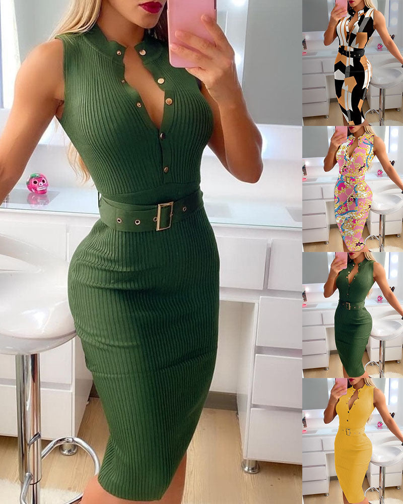 FemmeFlair – Vestido Sexy con Botones para la Mujer que Domina con Estilo