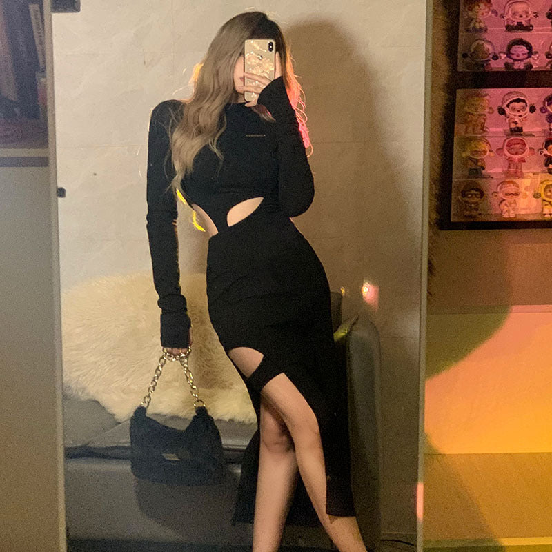 LunaVibe – Vestido Hollow de Manga Larga para la Mujer que Seduce con Elegancia
