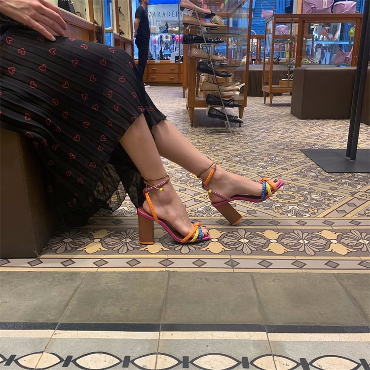 RomanGlam Colorful Heel Sandals