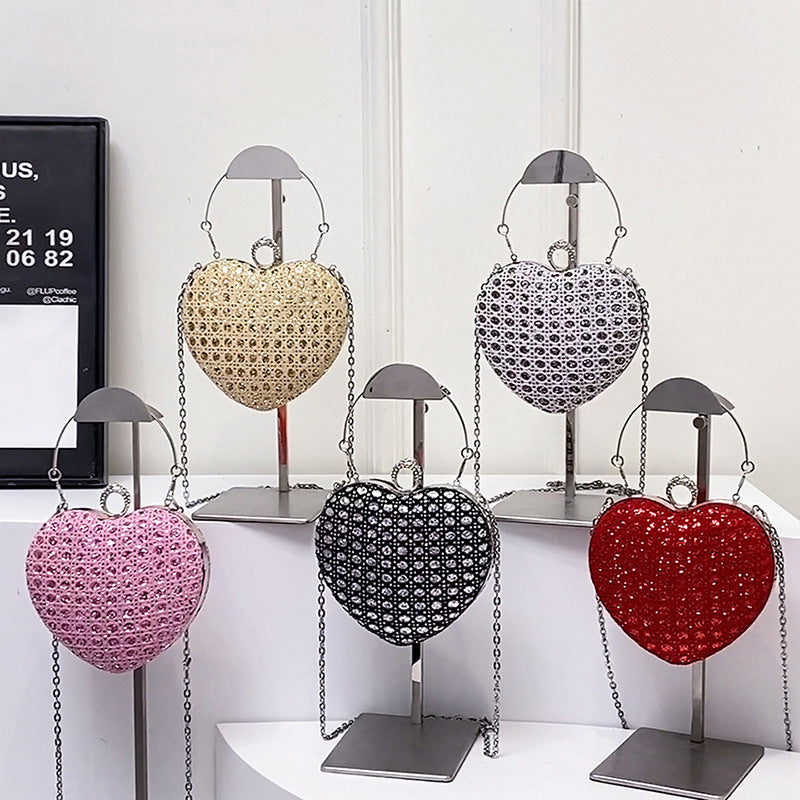 Heart Charm Chain Messenger Bag