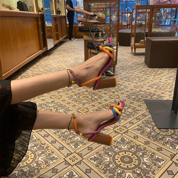 RomanGlam Colorful Heel Sandals
