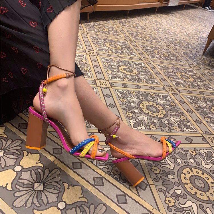 RomanGlam Colorful Heel Sandals