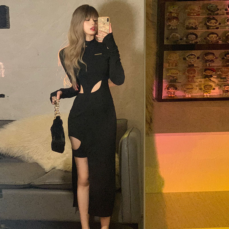LunaVibe – Vestido Hollow de Manga Larga para la Mujer que Seduce con Elegancia