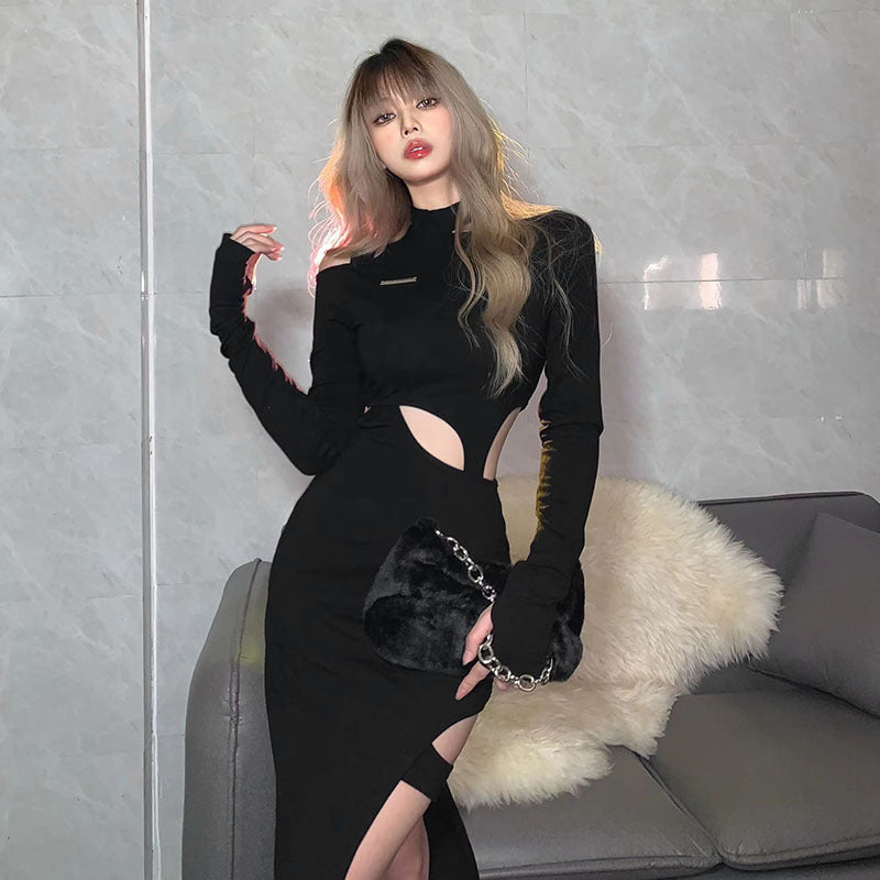 LunaVibe – Vestido Hollow de Manga Larga para la Mujer que Seduce con Elegancia