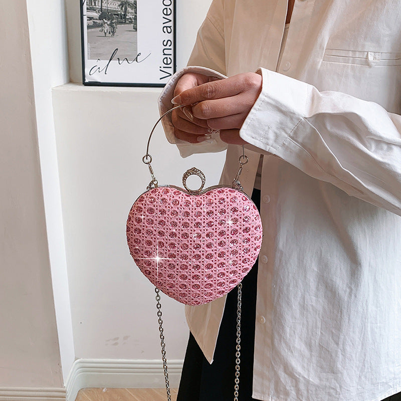 Heart Charm Chain Messenger Bag