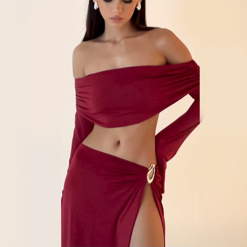 Seductive High Slit Two-Piece Set